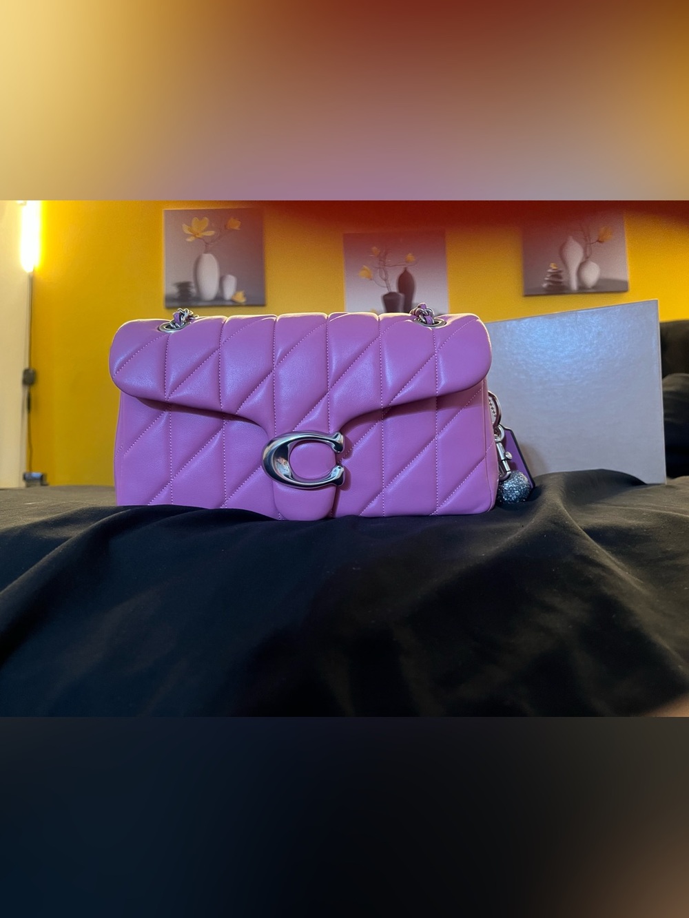 COACH Pink Quilted Leather Tabby Bag with Silver Hardware 26